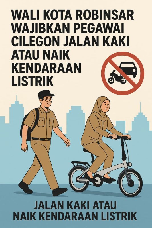 21 Mei, Wali Kota Robinsar Wajibkan Pegawai Cilegon Jalan Kaki atau Naik Kendaraan Listrik 1 : Hari Bebas Kendaraan Bermotor Cilegon, Wali Kota Robinsar, Pegawai Pemkot Cil