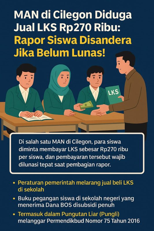 "Ilustrasi siswa MAN Cilegon diminta membayar LKS saat pembagian rapor"