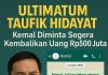"Taufik Hidayat beri ultimatum Kemal untuk kembalikan uang Rp500 juta"
