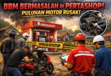 Mancak Panas! BBM Diduga Bermasalah, Pertashop Disetop Mendadak — Puluhan Motor Jadi Korban