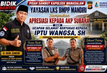 Yayasan LKS BMPP Mandiri Sampaikan Apresiasi kepada AKP Subara, Ucapkan Selamat Bertugas kepada IPTU Wangsa sebagai Kapolsek Wanasalam